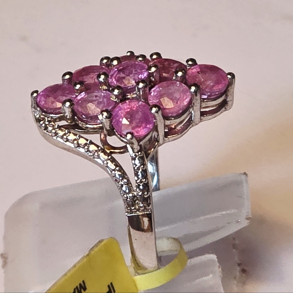 NWT Rare Estate Designer Signed Montepuez Pink Ruby Ring Size 5 - Picture 4 of 9